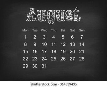 Vector 2016 calendar on black chalk board | Europe calendar grid weeks starts on Monday 