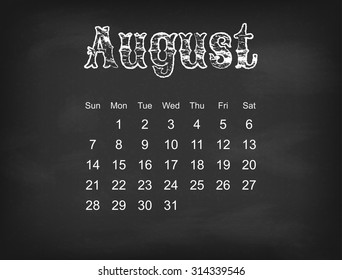 Vector 2016 calendar on black chalk board | American, Canadian calendar grid - weeks starts on Sunday 
