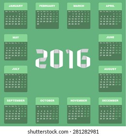 Vector 2016 Calendar template 