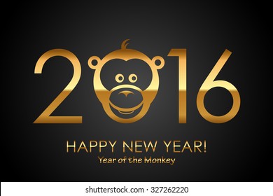 Vector 2016 Happy New Year background with monkey (Year of monkey)