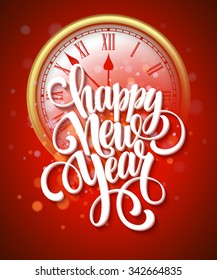 Vector 2016 Happy New Year background with clock. Vector illustration EPS10