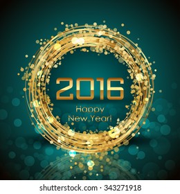 Vector 2016 Happy New Year glowing background