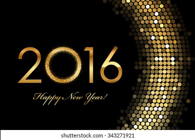 Vector - 2016 Happy New Year golden glowing