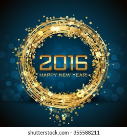 Vector 2016 Happy New Year glowing background