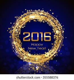 Vector 2016 Happy New Year glowing background