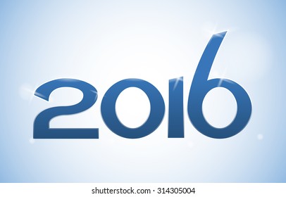 Vector 2016 New Year text in blue and white winter colors, eps10 