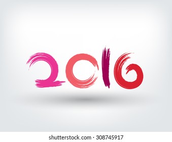 Vector 2016 year lettering, Colorful date for calendar.