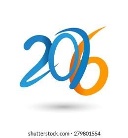 Vector 2016 year lettering, Typography blue & orange numbers calendar