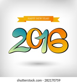 Vector 2016 year lettering, Typography blue & orange numbers calendar