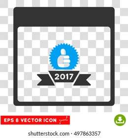 Vector 2017 Award Ribbon Calendar Page EPS vector pictograph. Illustration style is flat iconic bicolor blue and gray symbol on a transparent background.