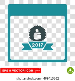 Vector 2017 Award Ribbon Calendar Page EPS vector pictogram. Illustration style is flat iconic bicolor soft blue symbol on a transparent background.