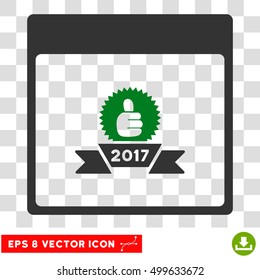 Vector 2017 Award Ribbon Calendar Page EPS vector pictograph. Illustration style is flat iconic bicolor green and gray symbol on a transparent background.