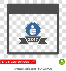 Vector 2017 Award Ribbon Calendar Page EPS vector icon. Illustration style is flat iconic bicolor cobalt and gray symbol on a transparent background.