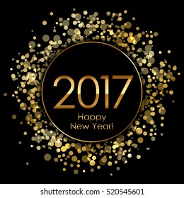 Vector 2017 background with gold sparkles