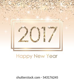 Vector 2017 background with golden sparkling glitter