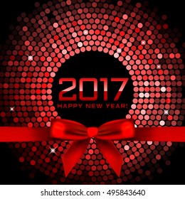 Vector 2017 background with red disco lights and ribbon