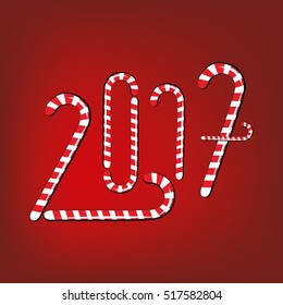 vector 2017 Christmas backgroung with candy canes