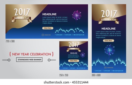 vector 2017 happy new year celebration web banner,Digital marketing media