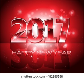 Vector 2017 Happy New Year glossy red letters