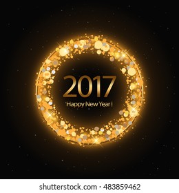 Vector 2017 Feliz Año Nuevo con reloj de oro
