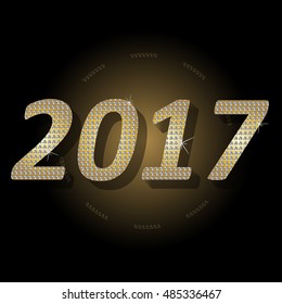 Vector 2017 Happy New Year background. Text in diamonds.