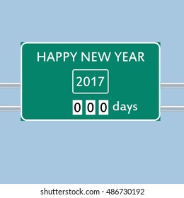 Vector 2017 happy new year road sign