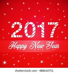 Vector 2017 Happy New Year background with trend red gradient. Numbers twenty, seventy with text.