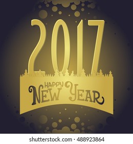 Vector 2017 Happy New Year background with golden elements