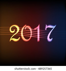 Vector 2017 Happy New Year background with shiny lines