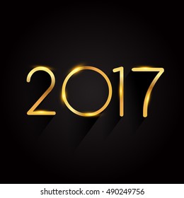 Vector 2017 Happy New Year background, text design golden colored