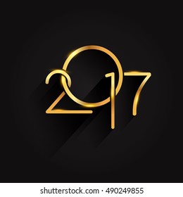 Vector 2017 Happy New Year background, text design golden colored, vector elements for calendar and greeting card