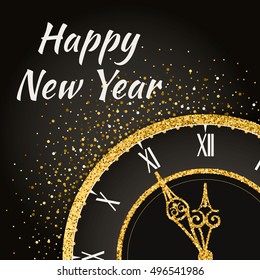 Vector 2017 Happy New Year background with gold clock
