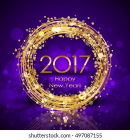 Vector 2017 Happy New Year purple glowing background