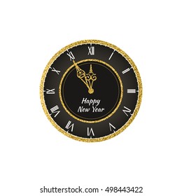 Vector 2017 Happy New Year background with gold clock