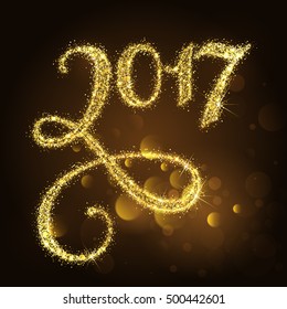 Vector 2017 Happy New Year glowing background