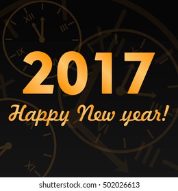 Vector 2017 Happy New Year background with clock