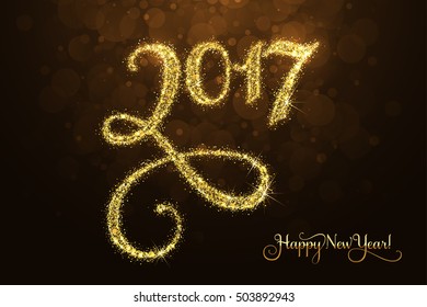 Vector 2017 Happy New Year glowing background