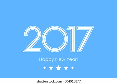   Vector 2017 Happy New Year blue background with 5 stars
