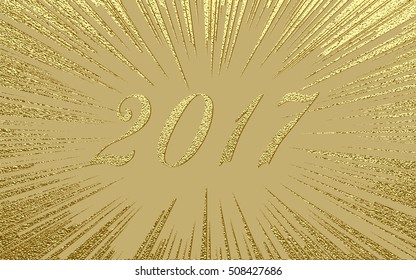 Vector 2017 Happy New Year background . The figures with gold glitter.
