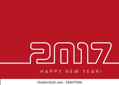 Vector 2017 Happy New Year modern red and white background