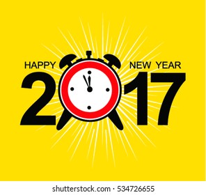 Vector 2017 Happy New Year background alarm clock