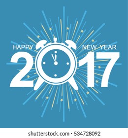 Vector 2017 Happy New Year background alarm clock