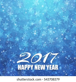 Vector 2017 Happy New Year background. Falling snow texture