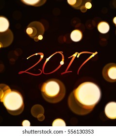 Vector 2017 Happy New Year background with lights.Bokeh effect.