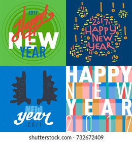 Vector 2017 Happy New Year background greeting holiday flayer brochure layout card design illustration