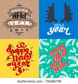 Vector 2017 Happy New Year background greeting holiday flyer brochure layout card design illustration