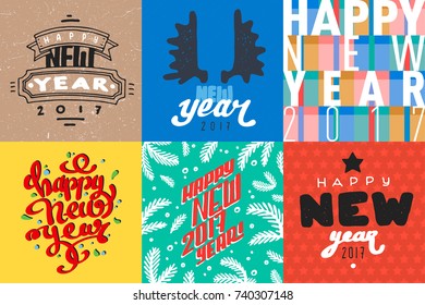 Vector 2017 Happy New Year background greeting holiday flyer brochure layout card design illustration