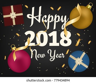 Vector 2017 Happy New Year on blue background.