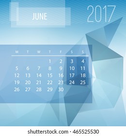 vector 2017 monthly june calendar template with colorful blur triangle background color colour vacation summer colourful season abstract holiday background scene colorful business clean set journal se