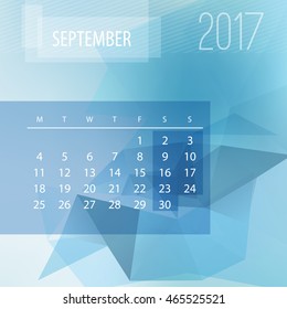 vector 2017 monthly september calendar template with colorful blur triangle background color colour vacation colourful season abstract holiday background scene colorful business clean set journal seri